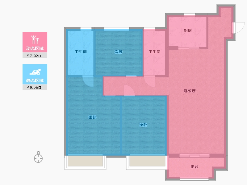 江苏省-连云港市-金辉优步花园-96.80-户型库-动静分区