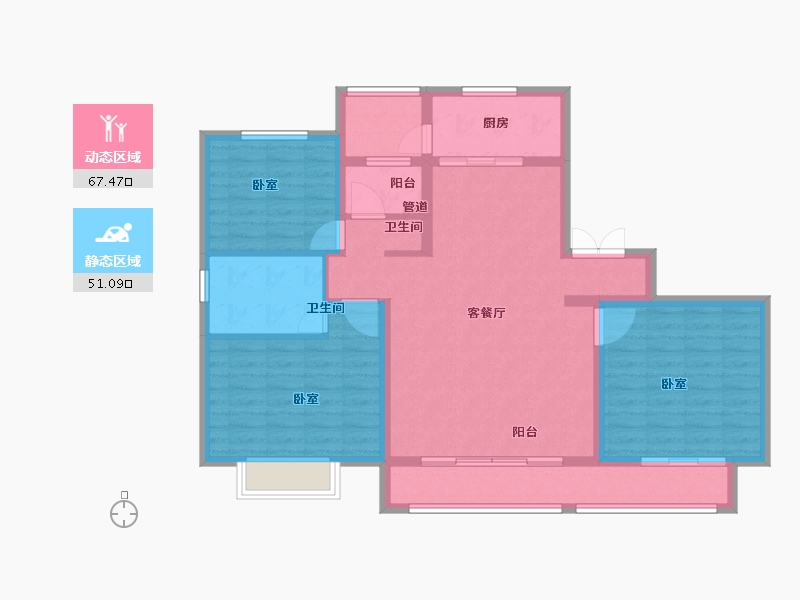 陕西省-渭南市-南山公馆-106.71-户型库-动静分区