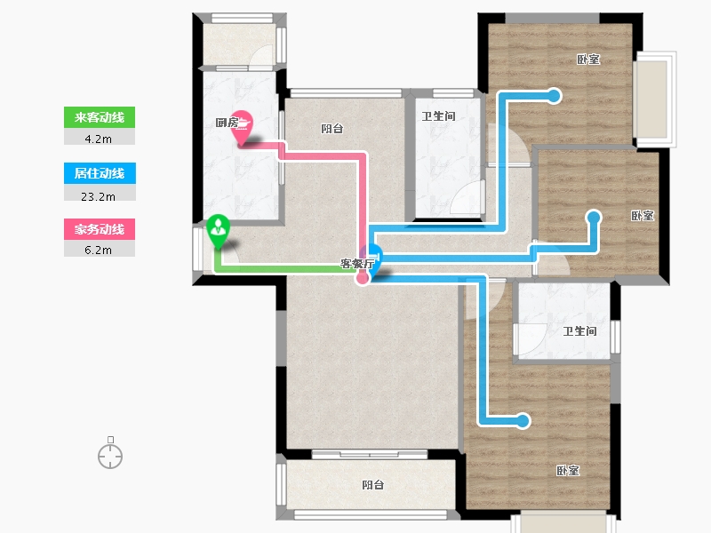 江苏省-泰州市-茂业天地-100.09-户型库-动静线