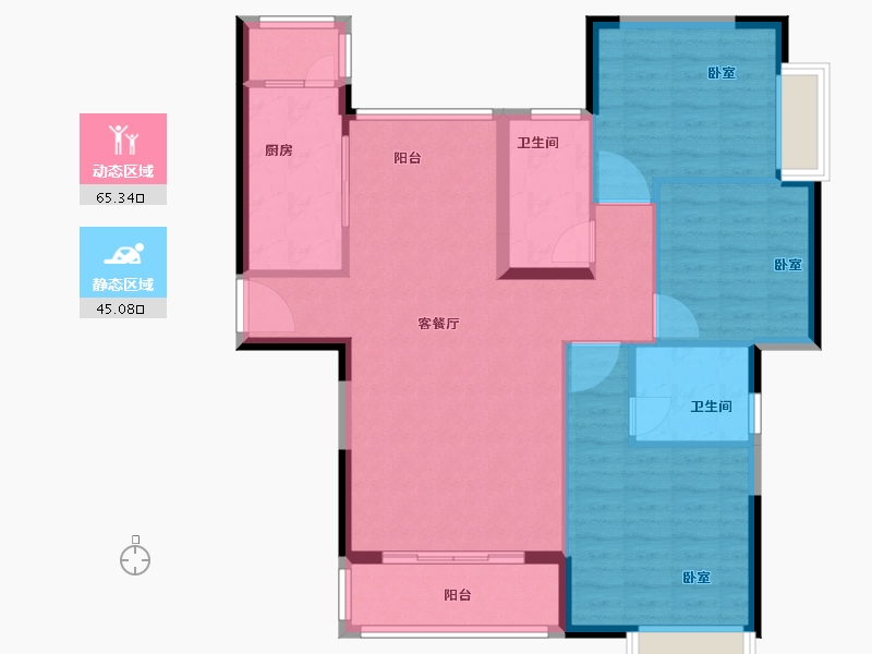 江苏省-泰州市-茂业天地-100.09-户型库-动静分区