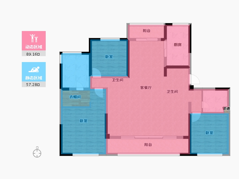 江苏省-苏州市-仁恒运河时代-132.01-户型库-动静分区