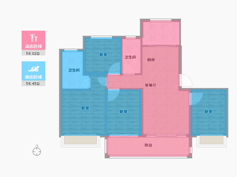 江苏省-镇江市-碧桂园·云顶-102.00-户型库-动静分区