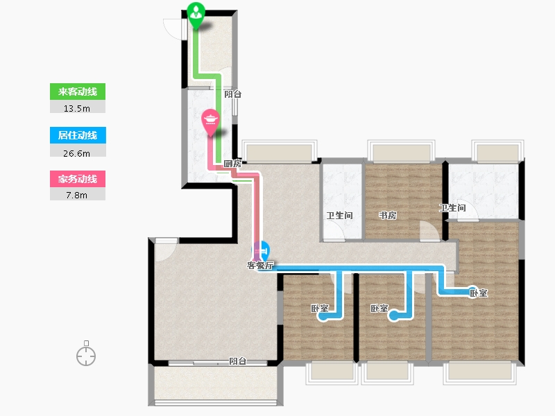 江苏省-泰州市-茂业天地-153.76-户型库-动静线