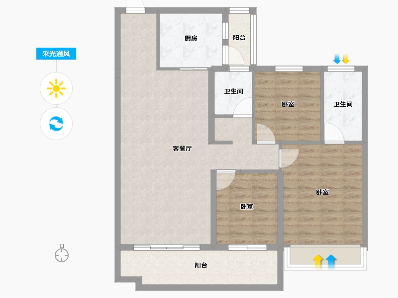 江苏省-镇江市-碧桂园·云顶-92.08-户型库-采光通风