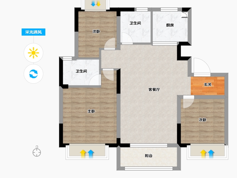 江苏省-南京市-栖樾府-83.00-户型库-采光通风