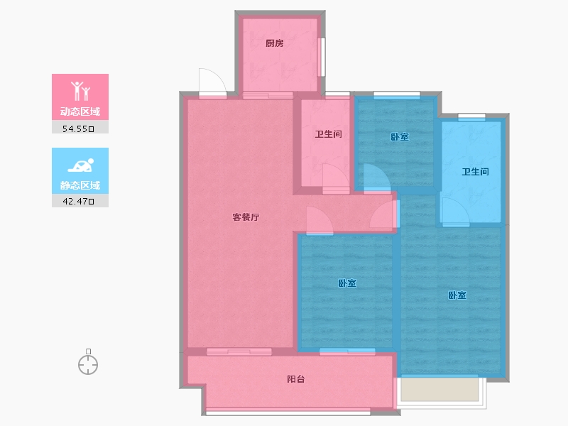 江苏省-镇江市-中建大观京江府-86.38-户型库-动静分区