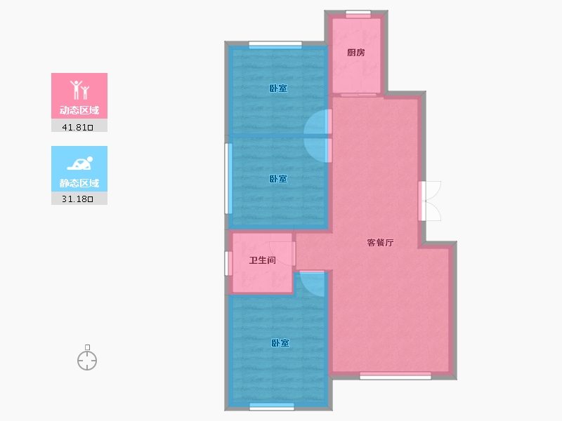 新疆维吾尔自治区-乌鲁木齐市-君豪御园-65.30-户型库-动静分区