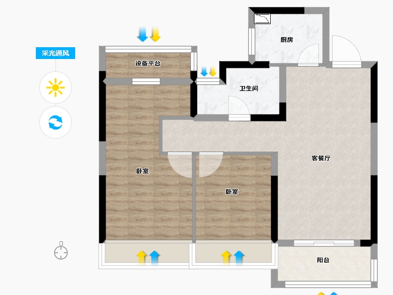 安徽省-合肥市-望江台-71.99-户型库-采光通风