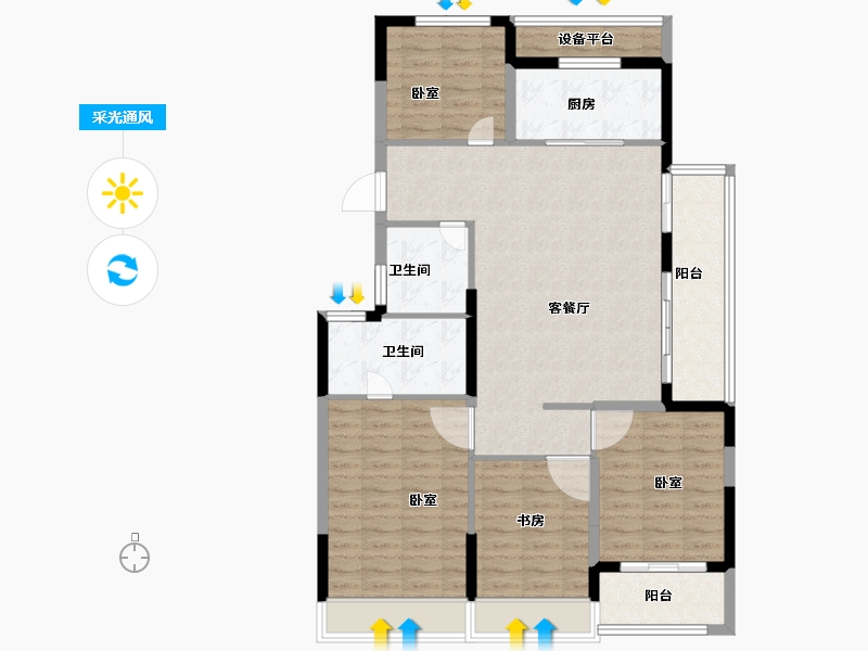 浙江省-金华市-义乌望辰府-110.00-户型库-采光通风