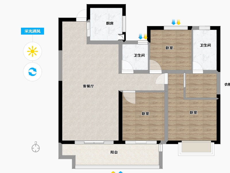 福建省-莆田市-融创玖溪大观-97.00-户型库-采光通风