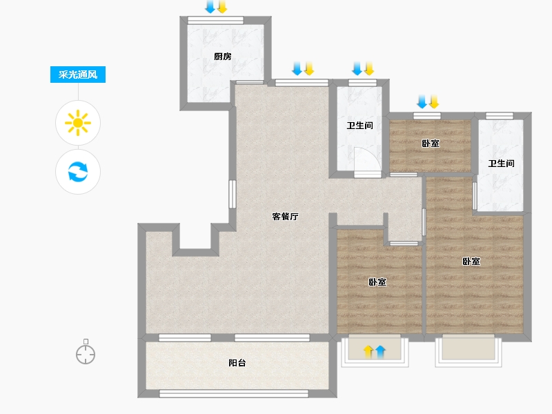 浙江省-宁波市-国贸梧桐原-95.01-户型库-采光通风