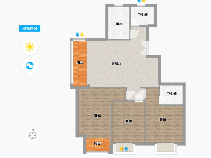 浙江省-湖州市-中泽御江山-94.00-户型库-采光通风