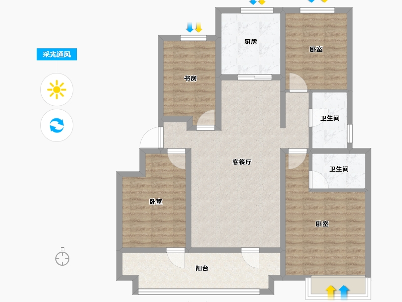 山东省-济南市-九樾府-103.00-户型库-采光通风