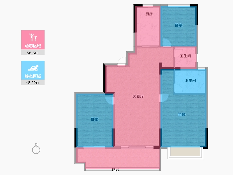 安徽省-六安市-汇玺·学府壹号院-93.62-户型库-动静分区