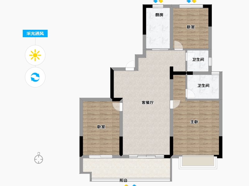 安徽省-六安市-汇玺·学府壹号院-93.62-户型库-采光通风