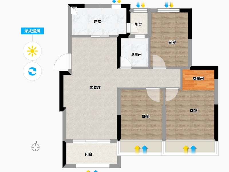 浙江省-金华市-金华恒大养生谷-77.00-户型库-采光通风