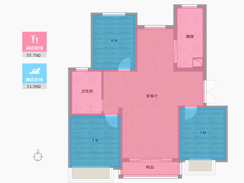 山东省-济南市-淮海东城御景南区-76.96-户型库-动静分区