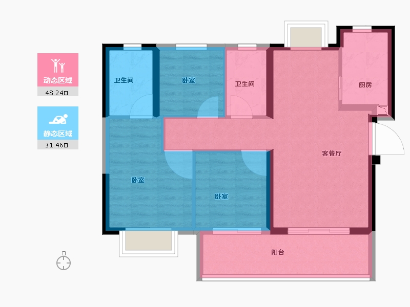 福建省-龙岩市-远洋山水-71.00-户型库-动静分区