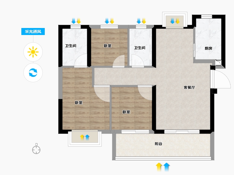 福建省-龙岩市-远洋山水-71.00-户型库-采光通风