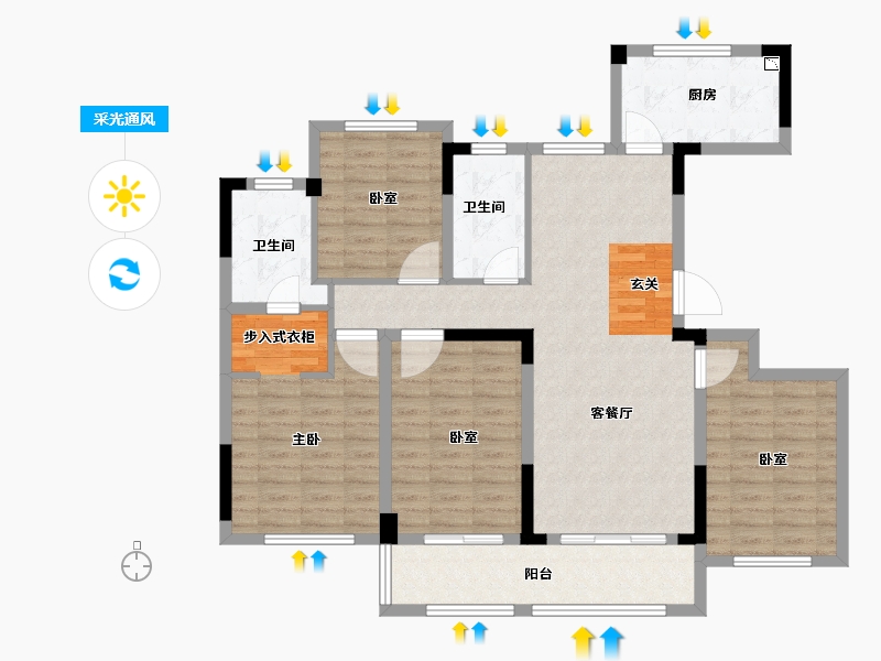 浙江省-衢州市-祥生国玥府-111.00-户型库-采光通风