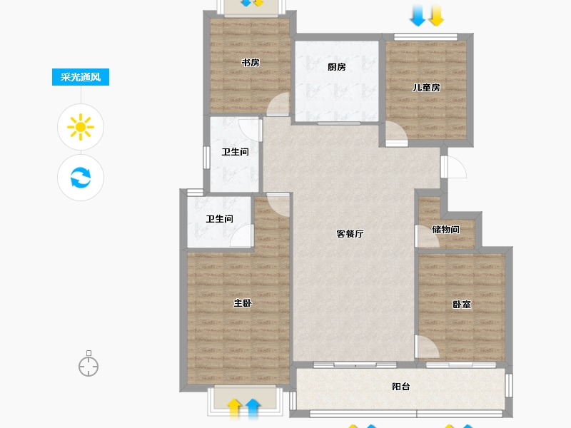 江西省-上饶市-滨江·公园壹号-119.71-户型库-采光通风