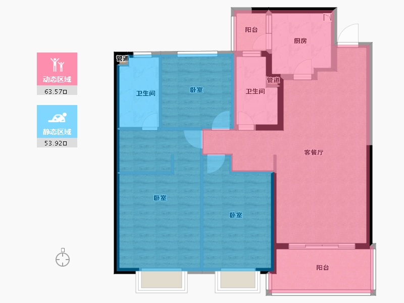 安徽省-淮南市-淮南恒大御府-105.50-户型库-动静分区