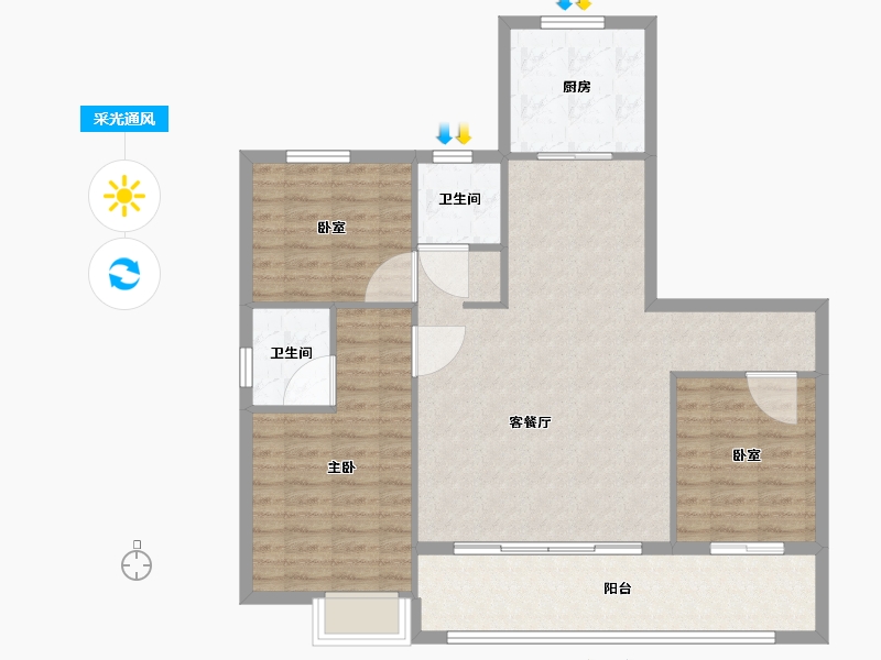 山东省-淄博市-悦府-98.27-户型库-采光通风