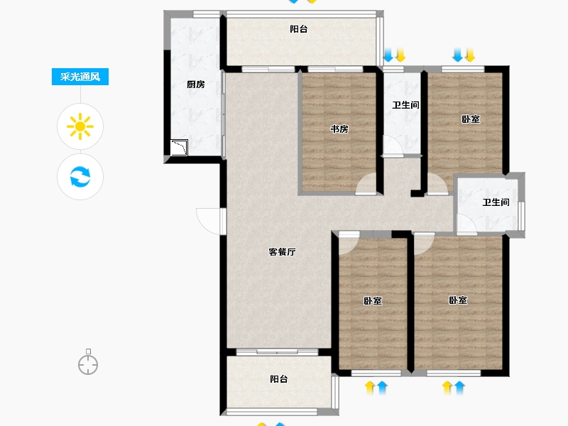 福建省-莆田市-外滩壹号-122.00-户型库-采光通风