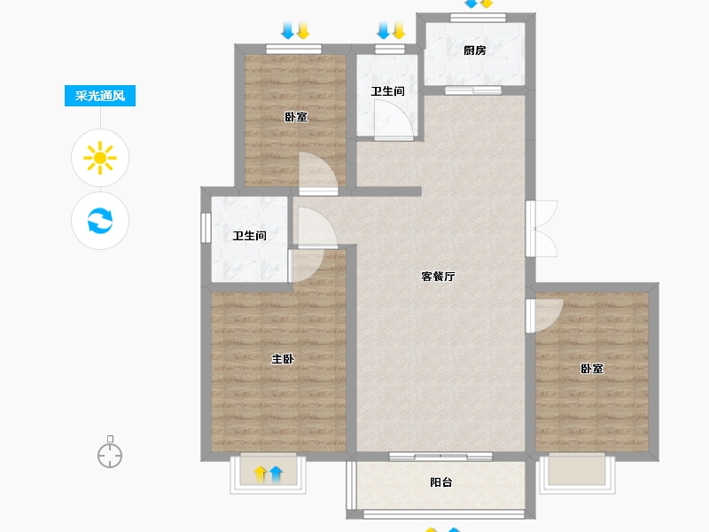 山东省-淄博市-东方紫郡-98.00-户型库-采光通风