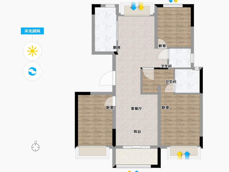 浙江省-湖州市-中梁德清壹号院-94.00-户型库-采光通风