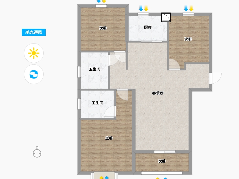 山东省-青岛市-海尔产城创鼎世华府-106.00-户型库-采光通风