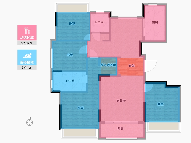 浙江省-湖州市-大家仁皇府云锦-102.39-户型库-动静分区