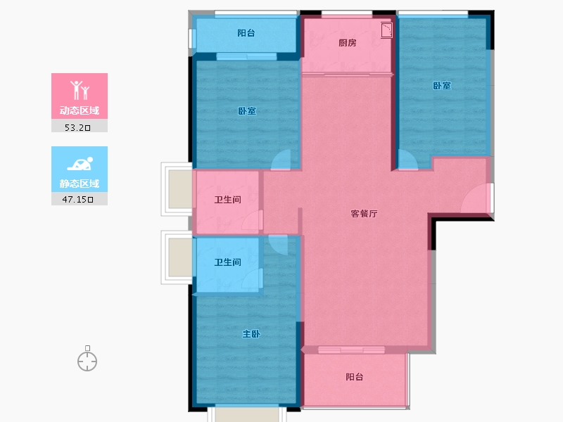 福建省-泉州市-财富中心广场-90.43-户型库-动静分区