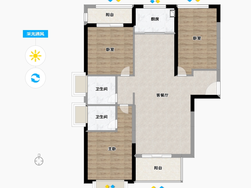 福建省-泉州市-财富中心广场-90.43-户型库-采光通风