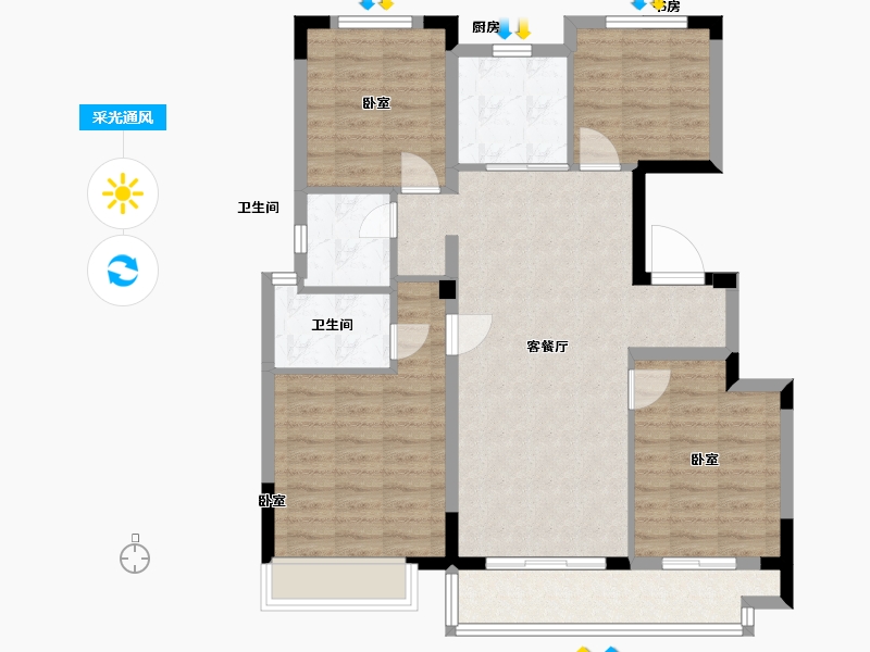 浙江省-绍兴市-中梁隐山府-93.99-户型库-采光通风