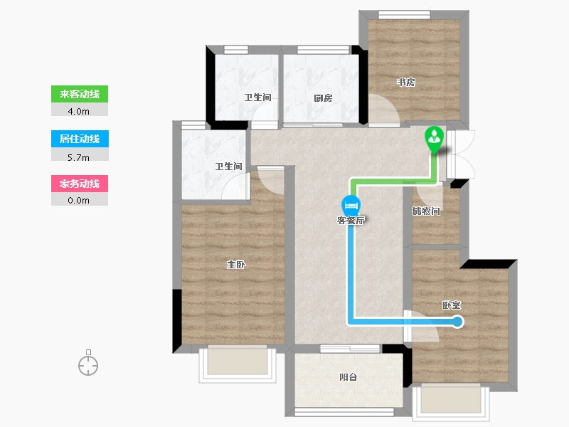 浙江省-杭州市-朗诗绿洲璟院-71.00-户型库-动静线