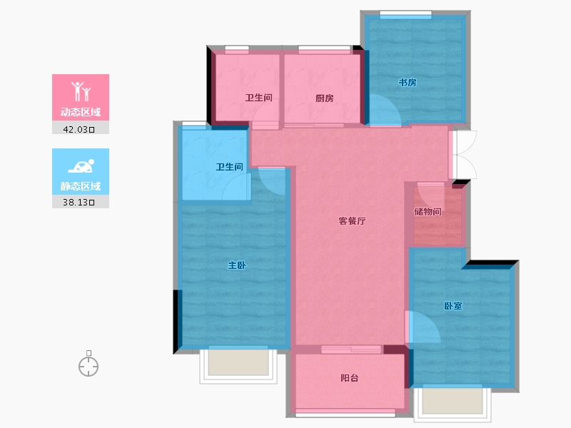 浙江省-杭州市-朗诗绿洲璟院-71.00-户型库-动静分区