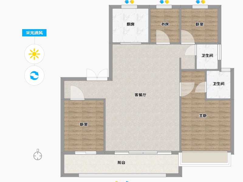 山东省-淄博市-悦府-108.29-户型库-采光通风