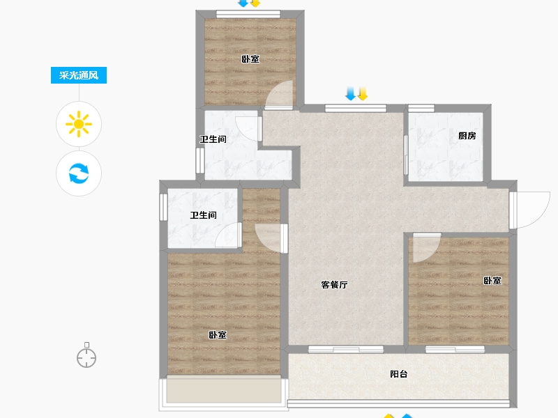 浙江省-绍兴市-保亿湖风雅园-85.99-户型库-采光通风