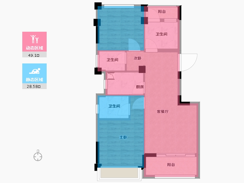 福建省-厦门市-碧桂园山湖海-69.07-户型库-动静分区