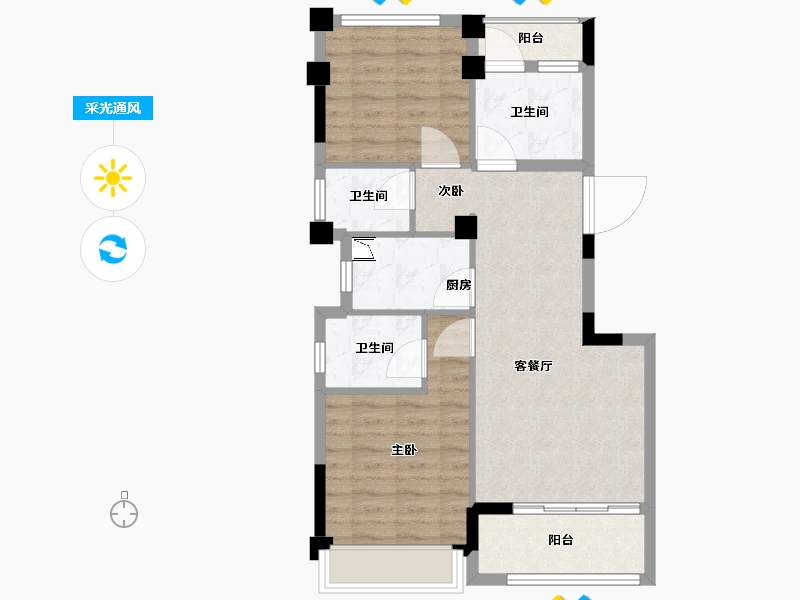 福建省-厦门市-碧桂园山湖海-69.07-户型库-采光通风