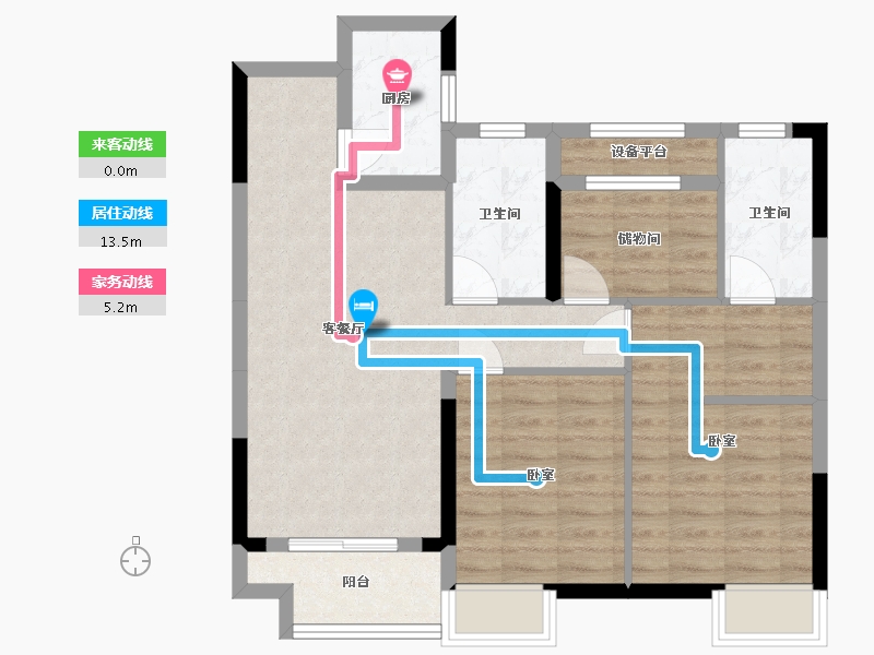 浙江省-湖州市-桐昆名仕府-76.40-户型库-动静线