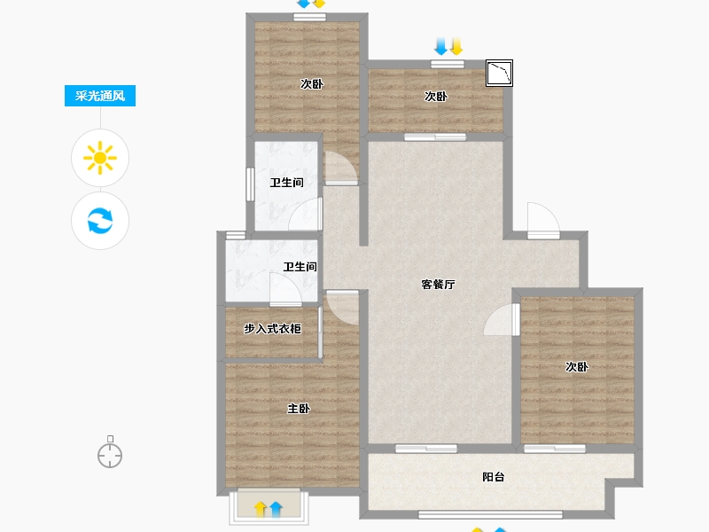 山东省-青岛市-海尔产城创鼎世华府-118.01-户型库-采光通风