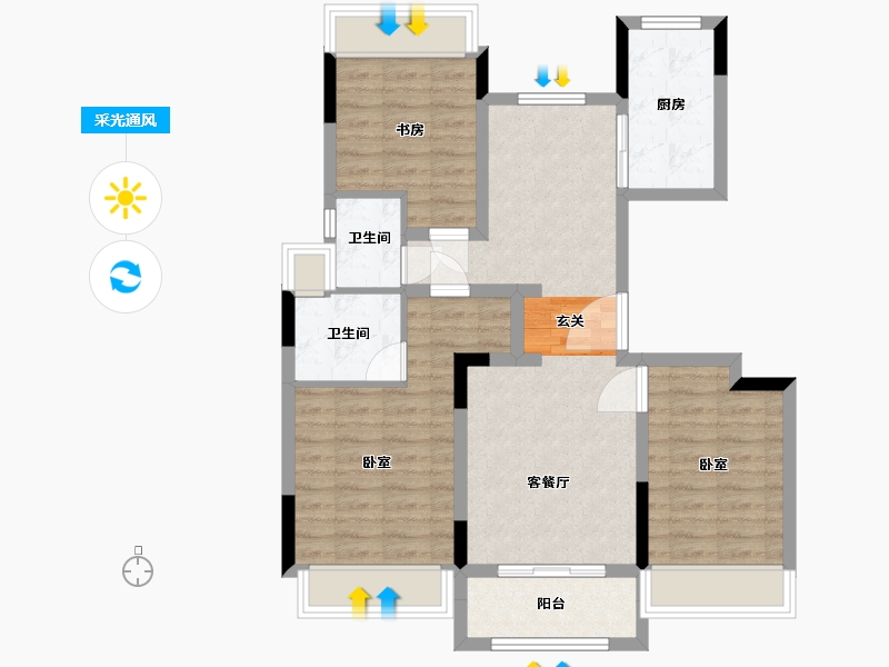 浙江省-湖州市-大家仁皇府云锦-80.78-户型库-采光通风