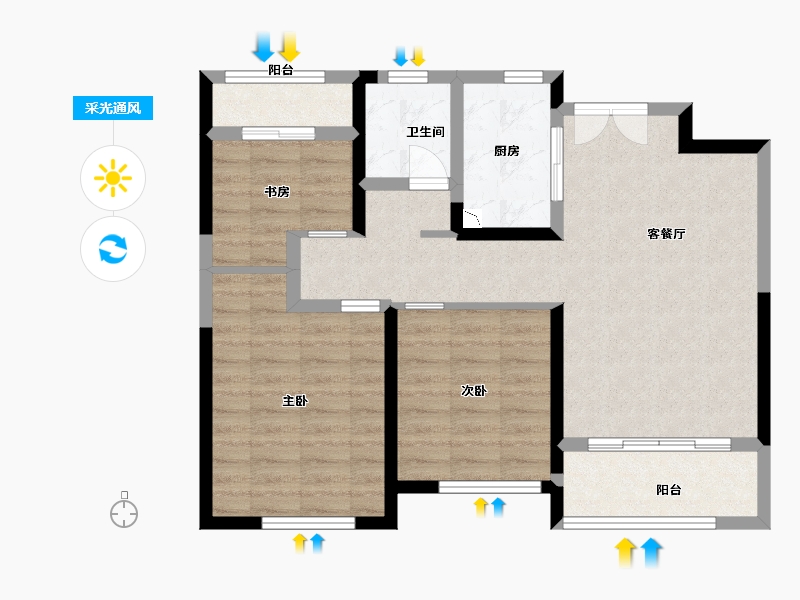 江西省-南昌市-恒润幸福誉品-77.00-户型库-采光通风