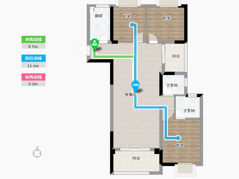 福建省-龙岩市-美伦·生态城-86.00-户型库-动静线