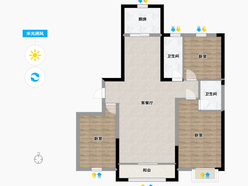 宁夏回族自治区-银川市-正丰御景湖城-94.99-户型库-采光通风