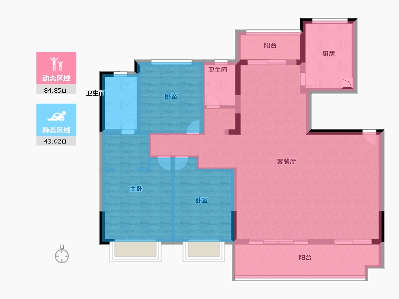 安徽省-六安市-汇玺·学府壹号院-115.48-户型库-动静分区