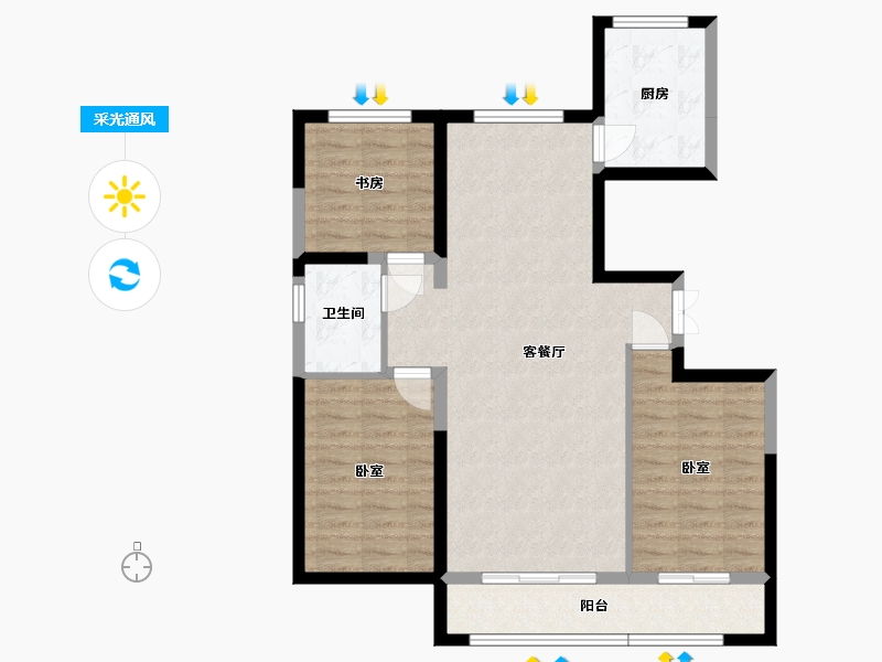 宁夏回族自治区-银川市-龙辰九悦湾-88.33-户型库-采光通风