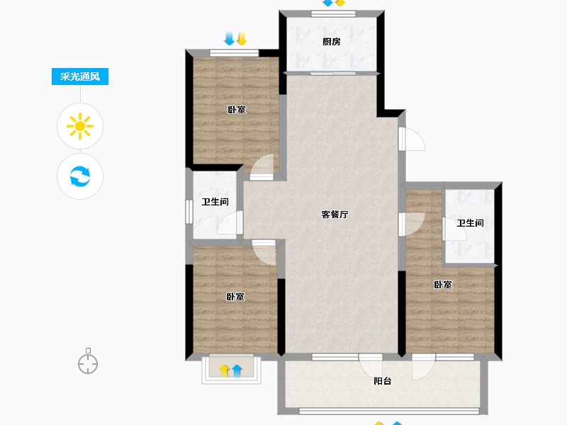 山东省-青岛市-上流和苑-108.00-户型库-采光通风